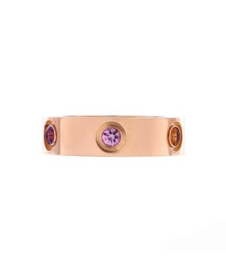 Love 6 Stone Band Ring 18K Rose Gold with Sapphires, Garnets and Amethyst
