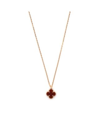  Sweet Alhambra Pendant Necklace 18K Rose Gold and Carnelian, 15.25 - 16"