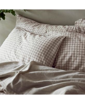 Gingham Linen Blend Pillowcase Pair, King