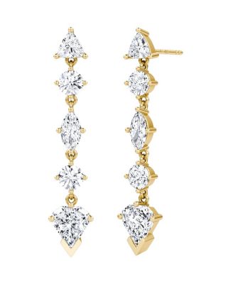 Vrai Mixed Drop Shield Earring in 14K Gold, 3.5ctw Lab Grown Diamonds