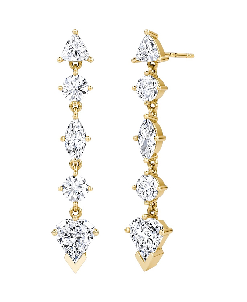 Vrai Mixed Drop Shield Earring in 14K Gold, 3.5ctw Lab Grown Diamonds · OS