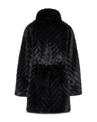 Dayna Chevron Faux Fur Coat