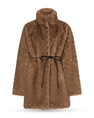 Dayna Chevron Faux Fur Coat