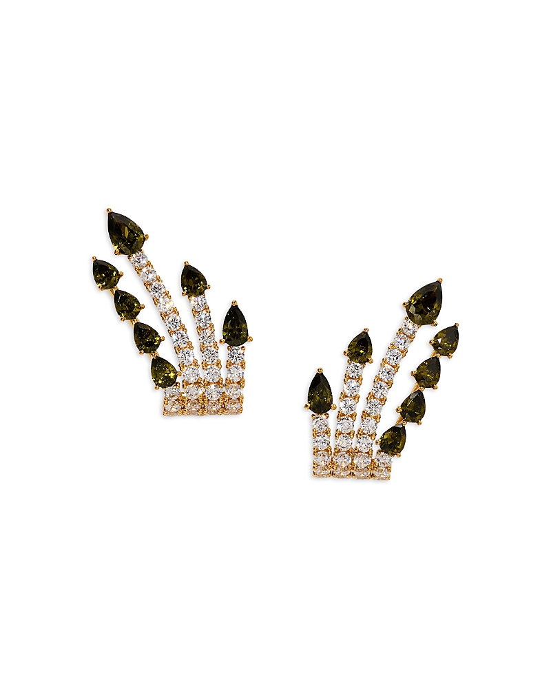 Nadri Bonne Annee Cubic Zirconia Multi Row J Hoop Earrings