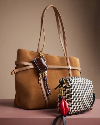Midi Sac Lips Woven Leather Crossbody Bag