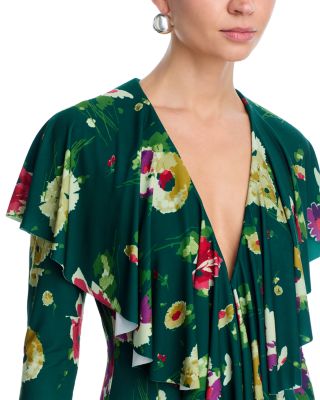 Deep V Ruffle Mini Dress