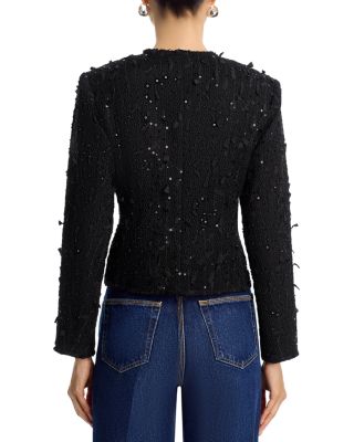 Ribbon Sequinned Tweed Jacket