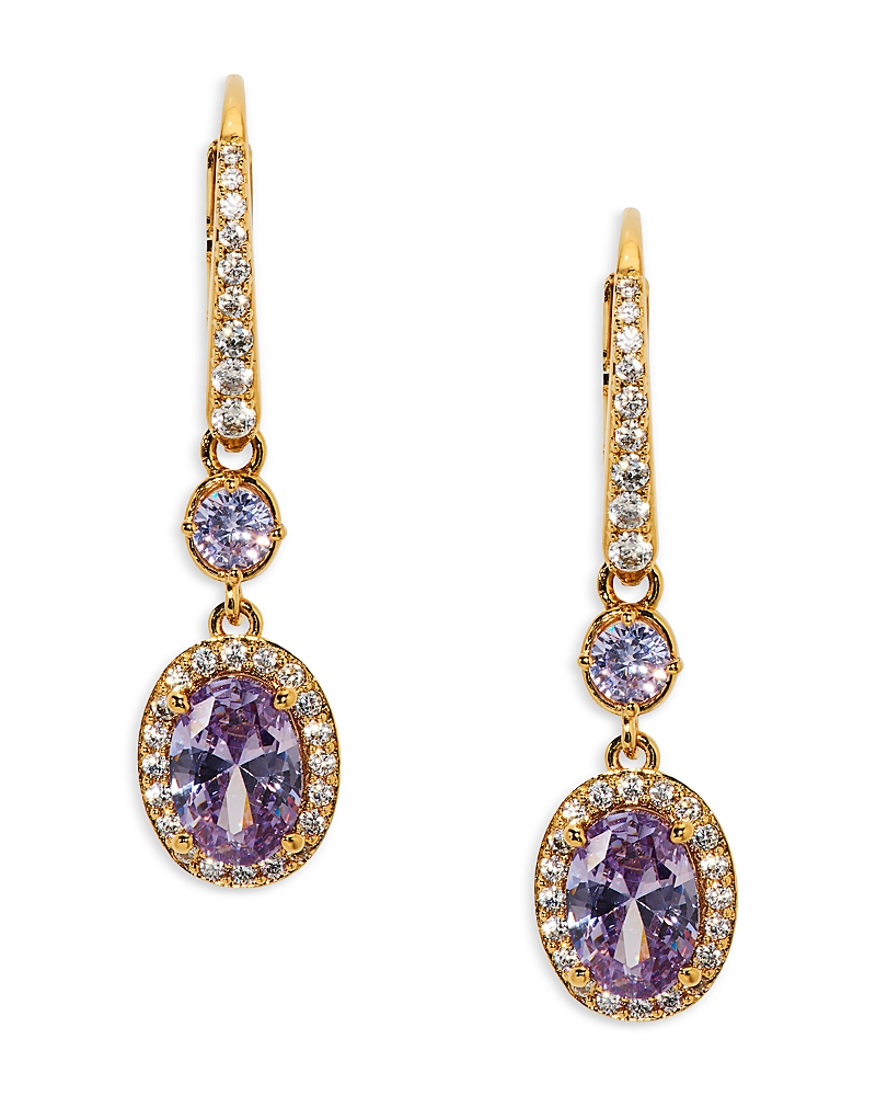 Nadri Maiden Cubic Zirconia Oval Halo Drop Earrings In Gold