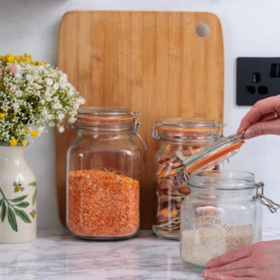 Square Clip Top Jars, Set of 3