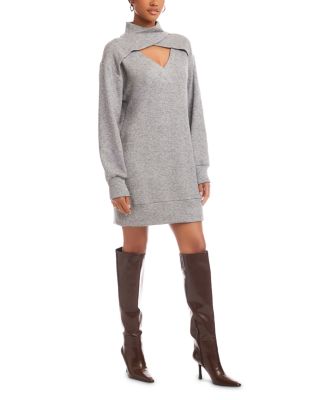 Claylee Crossover Turtleneck Dress