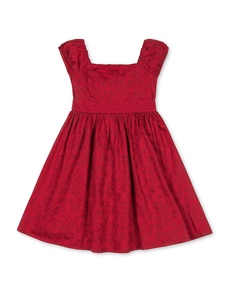 Hope & Henry Kids' Organic Puff Sleeve Sateen Party Dress In Red