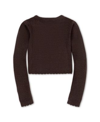 Girls' Organic Cropped Scallop Edge Sweater Cardigan - Little Kid, Big Kid