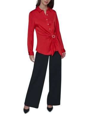 Ring Tie Front Blouse