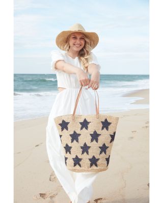Estrella Extra Large Star Print Raffia Tote Bag