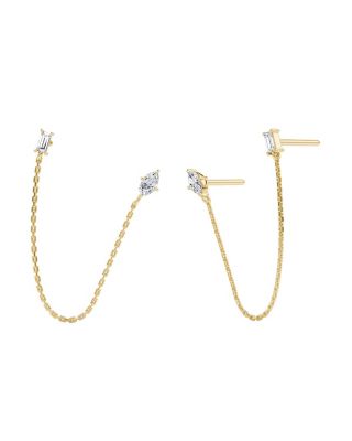 Shooting Star Draped Studs, 0.28ctw Marquise & Baguette Lab Grown Diamond