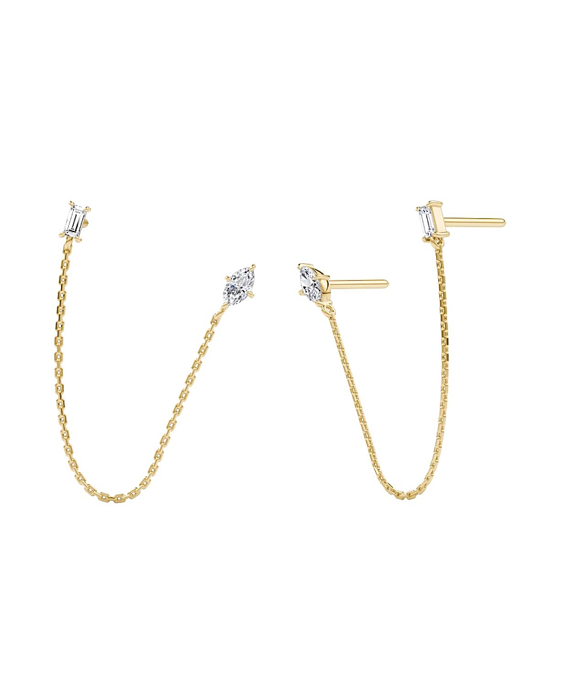Vrai Shooting Star Draped Studs, 0.28 Ctw Marquise & Round Brilliant Lab Created Diamonds In Gold