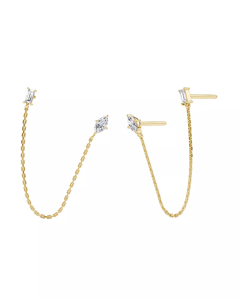 Vrai Shooting Star Draped Studs, 0.28ctw Marquise & Baguette Lab Grown Diamond