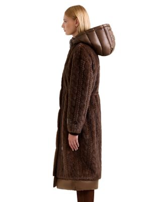  Oriana Faux Fur Jacket with Puffer Hood