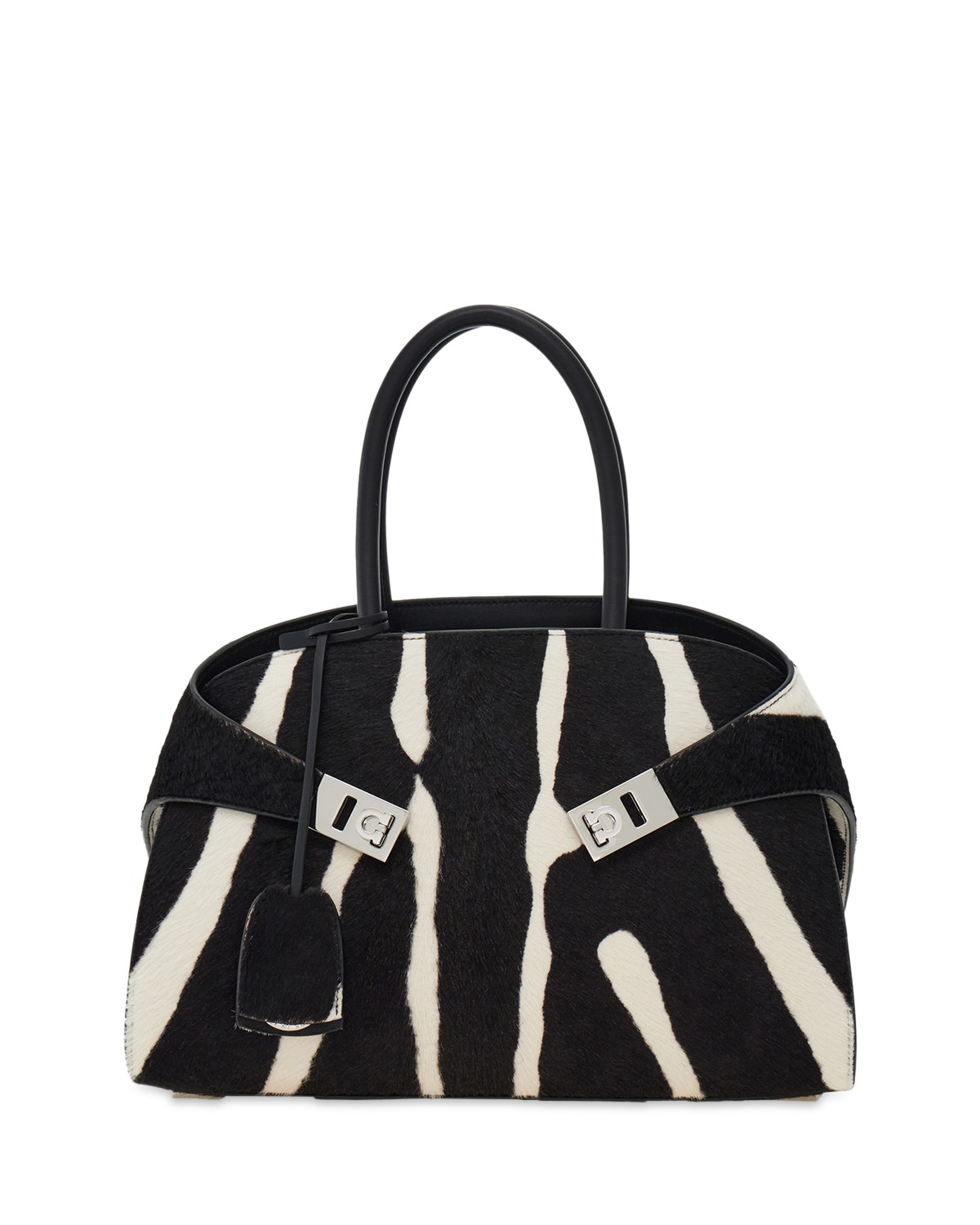 Ferragamo Hug Medium Calf Hair Handbag in Kasba Bianco