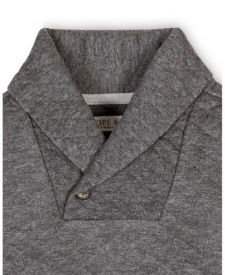  Unisex Long Sleeve Quilted Shawl Collar Sweatshirt with Elbow Patches