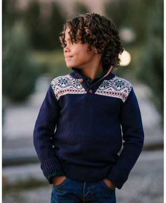 Boys' Organic Mock Neck Intarsia Sweater - Little Kid, Big Kid
