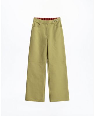  Side-Buckle High-Waist Wide Trousers