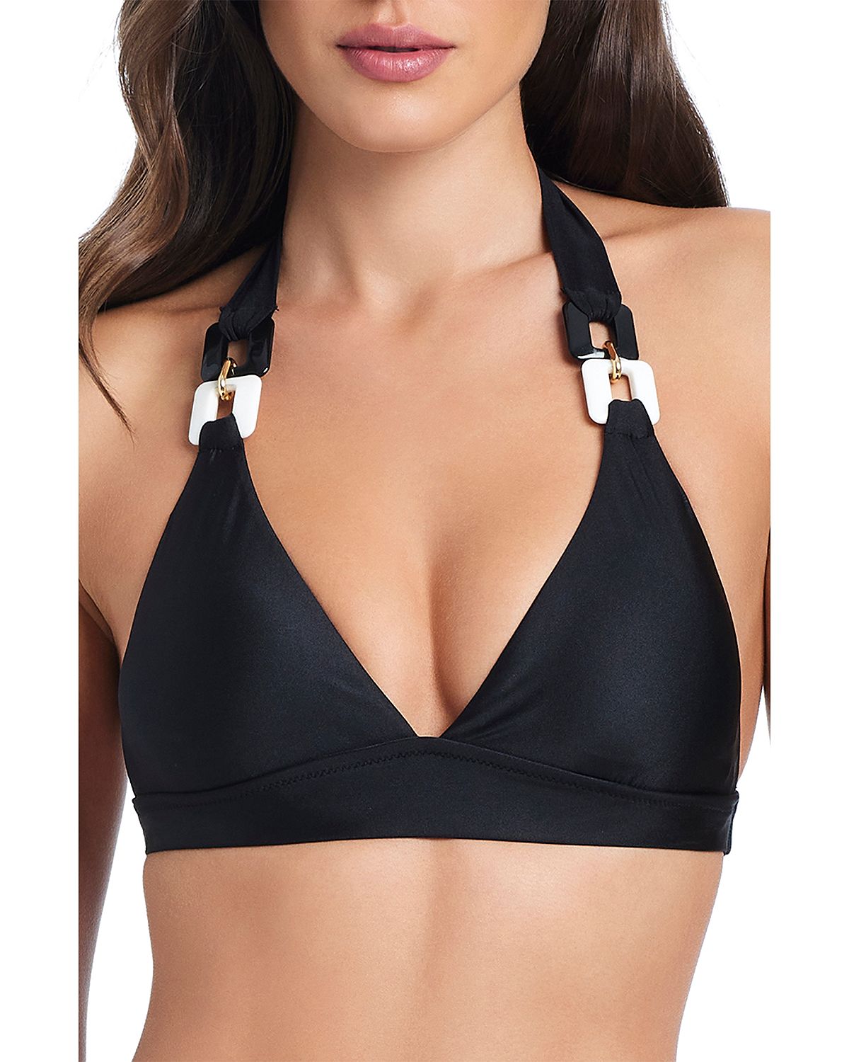 Red Carter Chain Detail Halter Bikini Top
