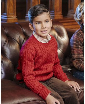 Boys' Organic Cable Crewneck Pullover Sweater - Little Kid, Big Kid