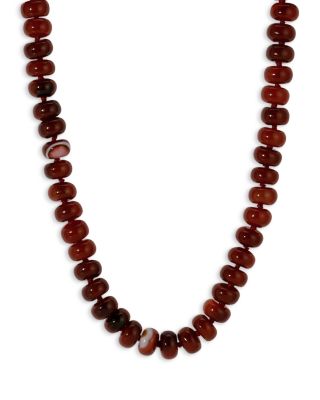 9K Yellow Gold Carnelian Cinnamon Spice Collar Necklace, 16"