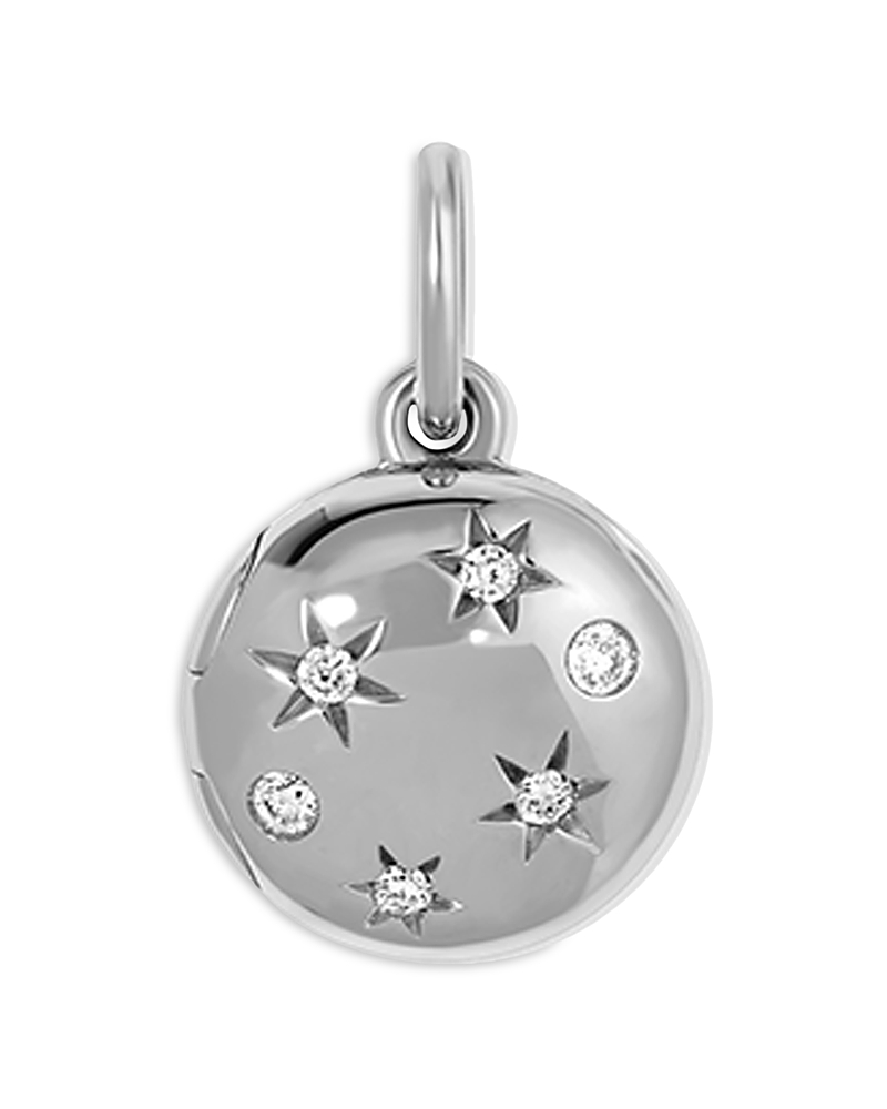 Adina Reyter Sterling Silver Diamond Celestial Locket Hinged Charm Pendant