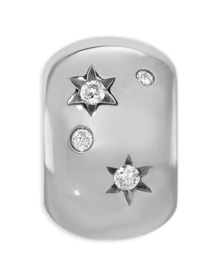 Sterling Silver Diamond Celestial Big Bead Charm Pendant