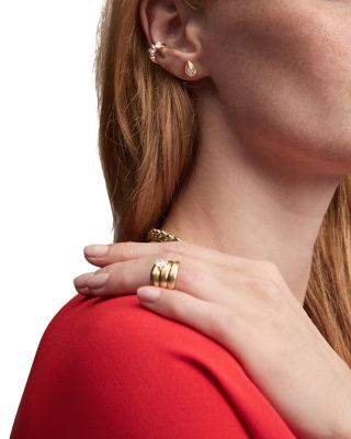 14K Yellow Gold Lab Grown Diamond Pear Groovy Stud Earrings