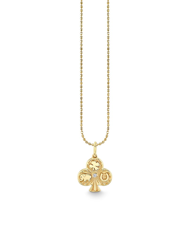 Sydney Evan 14k Yellow Gold Diamond Ace Of Clubs Charm Necklace, 16 In Gold