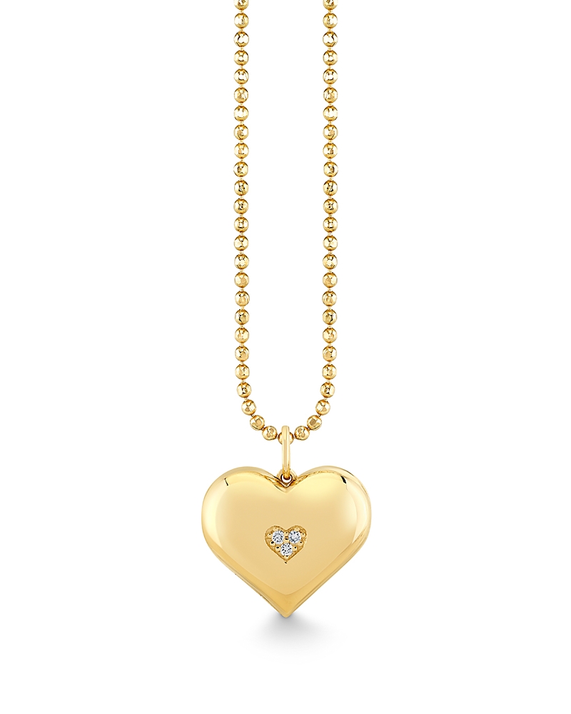 Sydney Evan 14k Yellow Gold Diamond Wallpaper Heart Locket Necklace, 16 In Gold