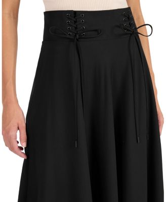 ASTER Full Midi Skirt with Leather Lacing Detail
