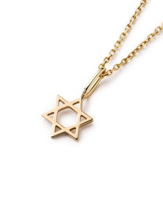 Solid Yellow Gold Star of David Necklace