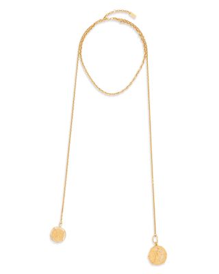 Medals Dual Drop Pendant Necklace, 16.9"