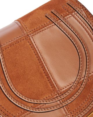Marcie Small Checkered Suede & Leather Saddle Bag