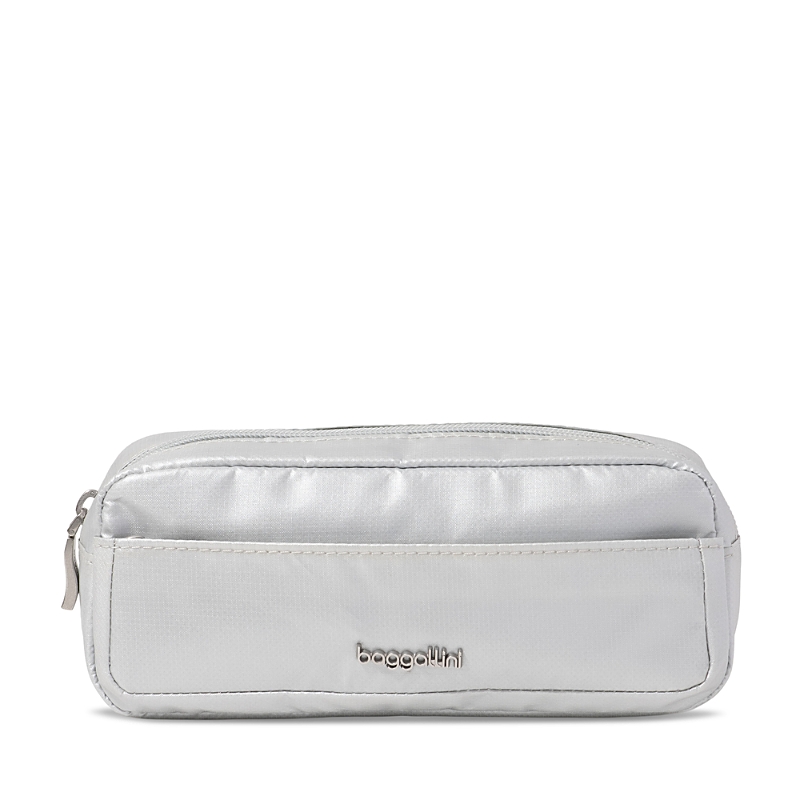 Baggallini The Jet Set Edit Long Pocket Cosmetic Pouch In Silver