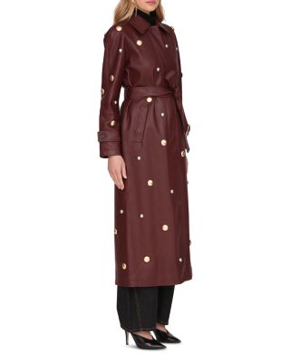 Studded Faux Ever Leather™ Belted Trench Coat