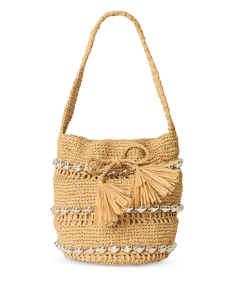 Btb Los Angeles Atlas Raffia Bucket Bag In Gold