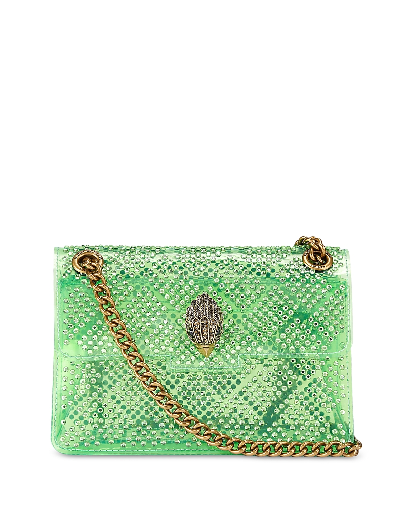 Kurt Geiger Kensington Mini Vinyl & Crystal Convertible Crossbody In Green