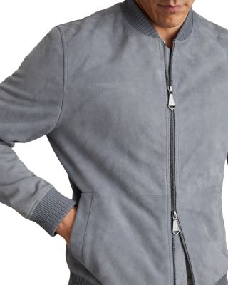 Burnham Long Sleeved Suede Bomber Jacket