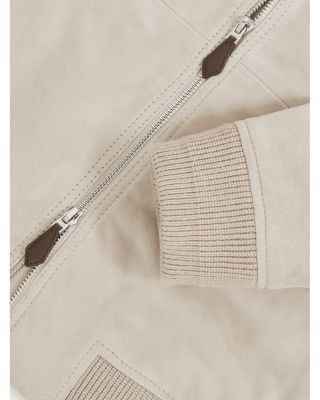 Burnham Long Sleeved Suede Bomber Jacket