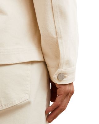 Clapper Long Sleeved Denim Leather Collar Worker Jacket