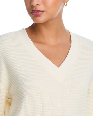 V Neck Waffle Knit Top - Exclusive