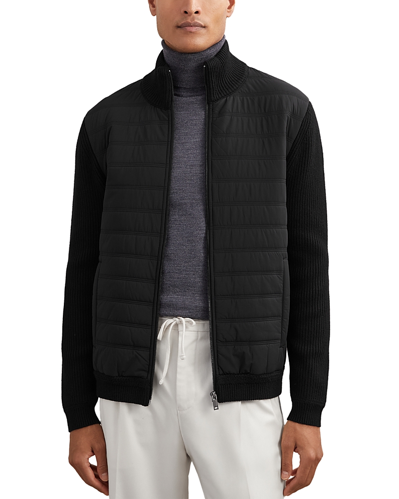 Reiss Townsend Long Sleeved Zip Through Funnel Quilted Jacket