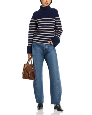Ilaria Stripe Turtleneck Wool Sweater