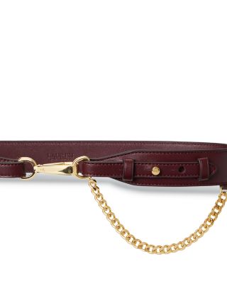 Chain Trim Leather Dog Clip Belt