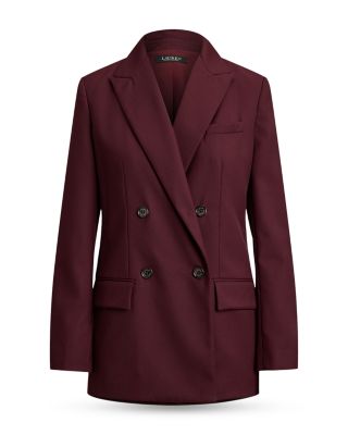 Double Breasted Wool Blend Twill Blazer